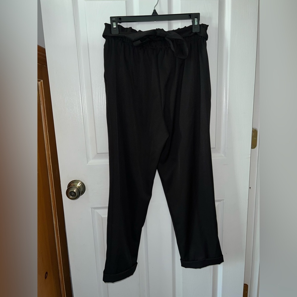 Black paper bag pants